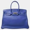 Hermes Taurillon Clemence Birkin 35 Handbag Electric Blue For Women -Deals Hermes Store luxury women hermes used handbags p650428 001