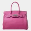 Hermes Vaux Epson Birkin 30 Handbag Rose Purple For Women -Deals Hermes Store luxury women hermes used handbags p650443 006