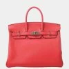 Hermes Togo Birkin 25 Handbag Rouge Coo Red For Women