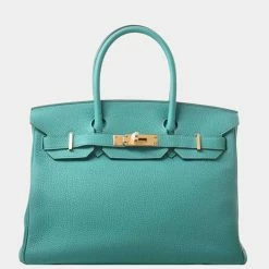 Hermes Birkin Women's Togo Leather Handbag Green For Women