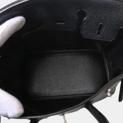 Hermes Taurillon Clemence Birkin 25 Handbag Black For Women -Deals Hermes Store luxury women hermes used handbags p650454 005