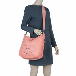 Hermes Peach Evelyne Togo III GM Bag For Women -Deals Hermes Store luxury women hermes used handbags p6517 002