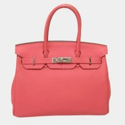Hermes Pink Togo Leather Palladium Hardware Birkin 30 Bag For Women
