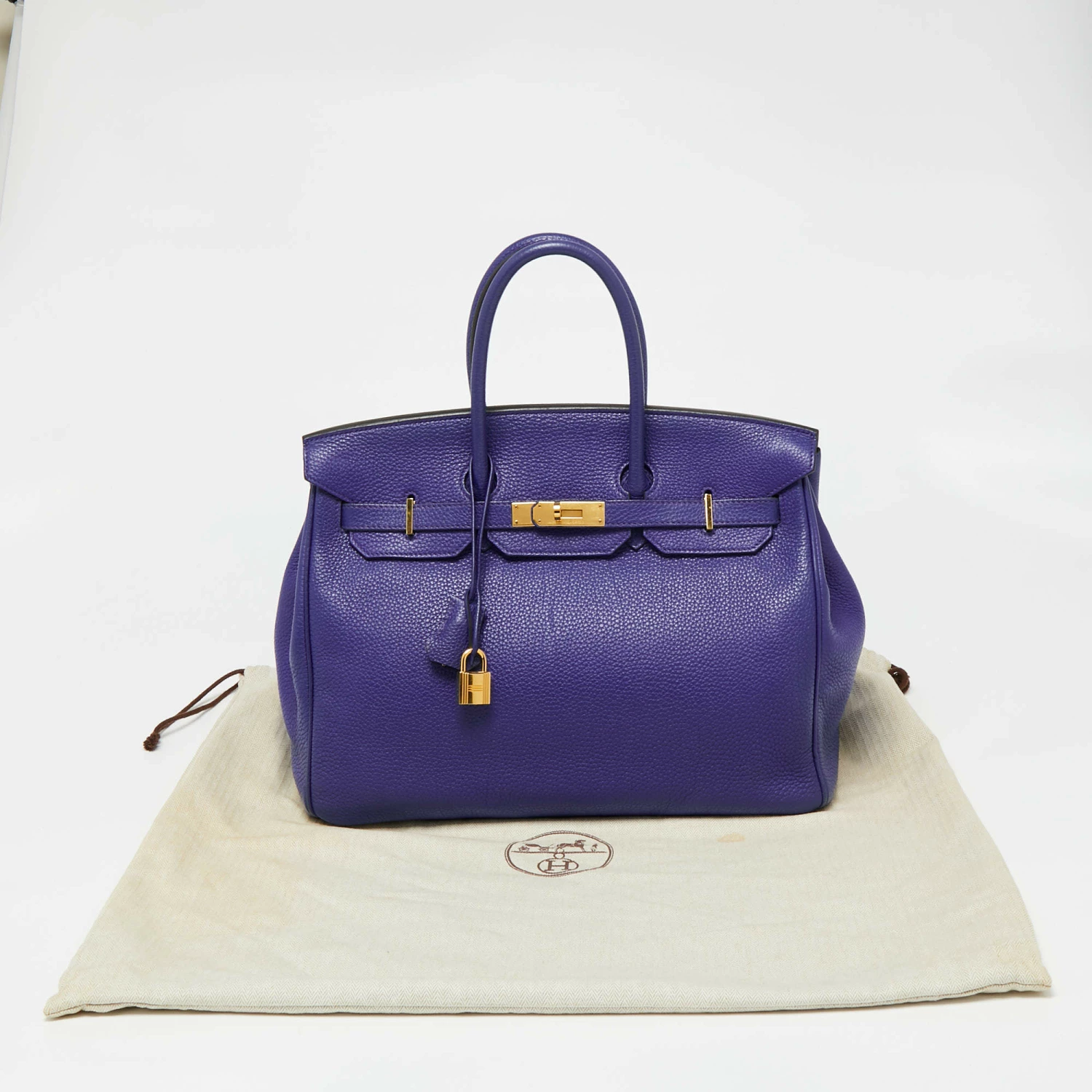 Hermes Blue Electric Togo Leather Gold Finish Birkin 35 Bag For Women 20 Hermes Blue Electric Togo Leather Gold Finish Birkin 35 Bag For Women - Image 18