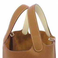 Hermes Gold Taurillon Clemence Leather Picotin Lock PM Hobo Bag For Women -Deals Hermes Store luxury women hermes used handbags p653624 009