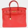 Hermes Geranium Togo Birkin 40 GHW For Women 1 Hermes Geranium Togo Birkin 40 GHW For Women -Deals Hermes Store luxury women hermes used handbags p653694 002
