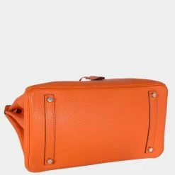 Hermes Orange Togo Birkin 35 PHW For Women 15 Hermes Orange Togo Birkin 35 PHW For Women -Deals Hermes Store luxury women hermes used handbags p653706 004