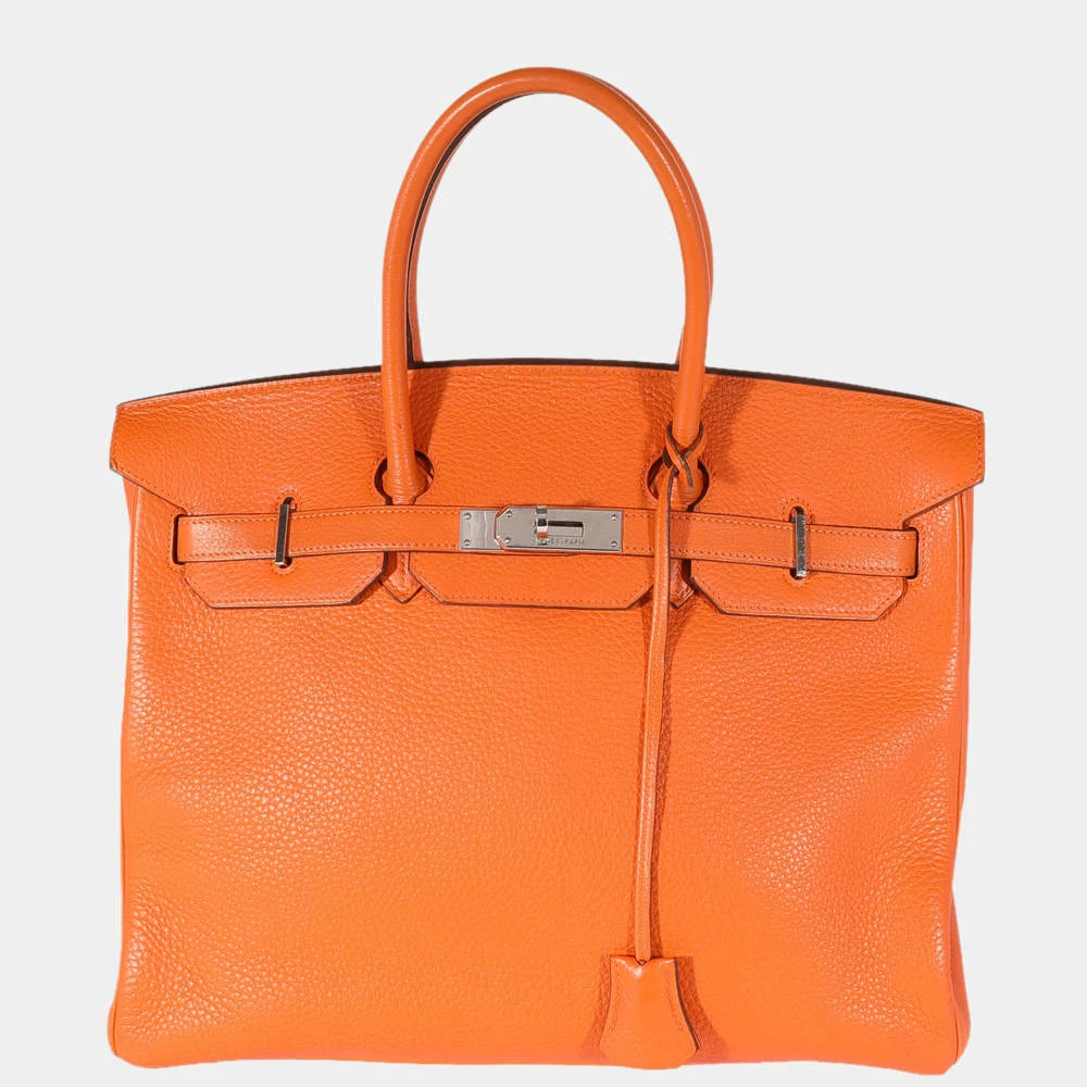 Hermes Orange Togo Birkin 35 PHW For Women 3 Hermes Orange Togo Birkin 35 PHW For Women