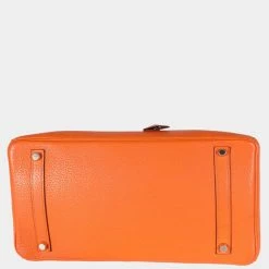 Hermes Orange Togo Birkin 35 PHW For Women 12 Hermes Orange Togo Birkin 35 PHW For Women -Deals Hermes Store luxury women hermes used handbags p653706 007