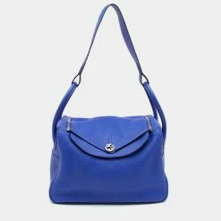 Hermes Electric Bleu Togo Leather Lindy 34 Bag For Women