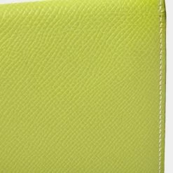 Hermes Vaux Epsom Bearnsfre Bi-Fold Long Wallet Lime Green / White For Women -Deals Hermes Store luxury women hermes used handbags p654219 005