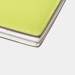 Hermes Vaux Epsom Bearnsfre Bi-Fold Long Wallet Lime Green / White For Women -Deals Hermes Store luxury women hermes used handbags p654219 007