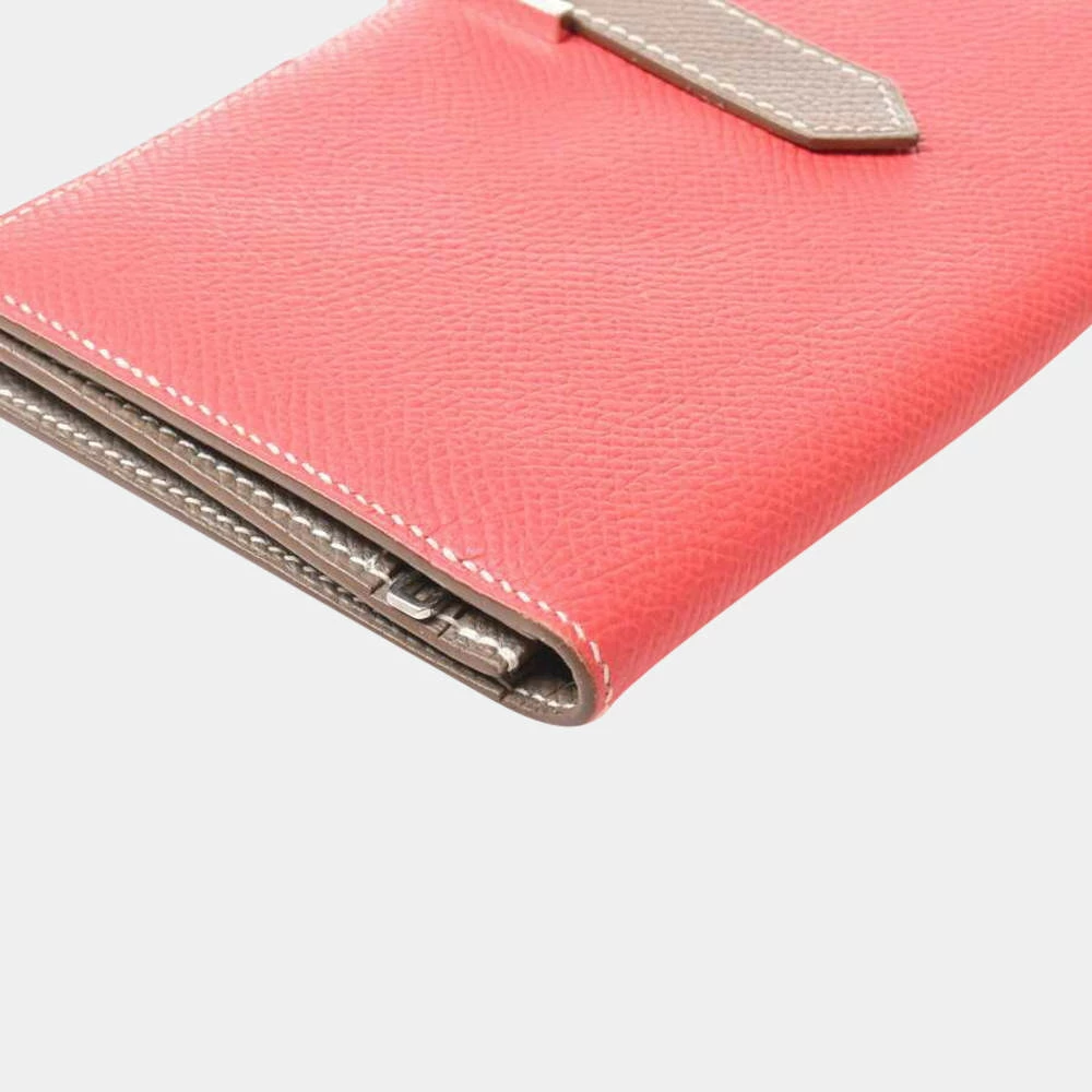 Hermes Vaux Epsom Bearnsfre Bi-fold Wallet Pink / Greige For Women 10 Hermes Vaux Epsom Bearnsfre Bi-fold Wallet Pink / Greige For Women - Image 8
