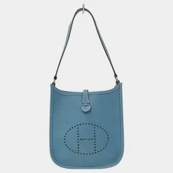 Hermes Bag Ladies Handbag Shoulder Mini Evelyne 1 TPM Short Vaux Epsom Blue Gene â¡ I Engraved For Women