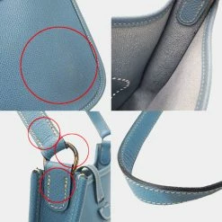 Hermes Bag Ladies Handbag Shoulder Mini Evelyne 1 TPM Short Vaux Epsom Blue Gene â¡ I Engraved For Women -Deals Hermes Store luxury women hermes used handbags p654224 009
