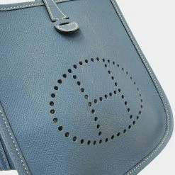 Hermes Bag Ladies Handbag Shoulder Mini Evelyne 1 TPM Short Vaux Epsom Blue Gene â¡ I Engraved For Women -Deals Hermes Store luxury women hermes used handbags p654224 010