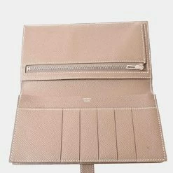 Hermes Vaux Epsom Bearnsfre Bi-fold Wallet Greige For Women -Deals Hermes Store luxury women hermes used handbags p654225 006