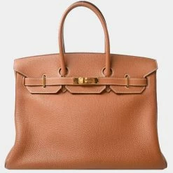 Hermes Togo Birkin 35 Handbag Brown For Women
