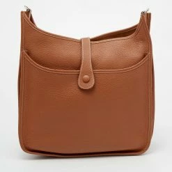 Hermes Gold Clemence Leather Evelyne III GM Bag For Women -Deals Hermes Store luxury women hermes used handbags p654760 003