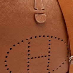 Hermes Gold Clemence Leather Evelyne III GM Bag For Women -Deals Hermes Store luxury women hermes used handbags p654760 007