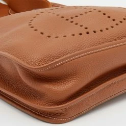 Hermes Gold Clemence Leather Evelyne III GM Bag For Women -Deals Hermes Store luxury women hermes used handbags p654760 010