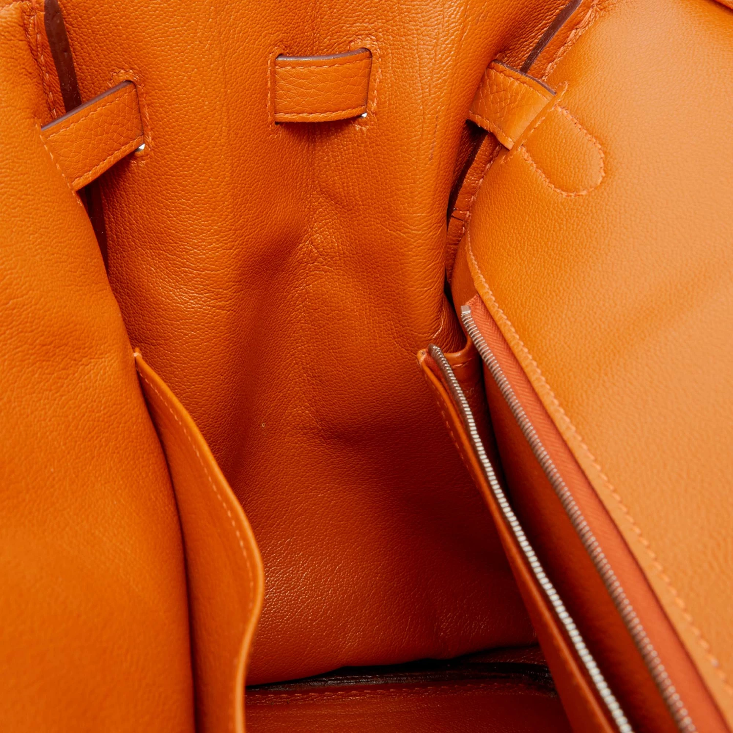 Hermes Potiron Taurillon Clemence Leather Palladium Finish Birkin 35 Bag For Women 15 Hermes Potiron Taurillon Clemence Leather Palladium Finish Birkin 35 Bag For Women - Image 13