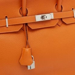 Hermes Potiron Taurillon Clemence Leather Palladium Finish Birkin 35 Bag For Women 26 Hermes Potiron Taurillon Clemence Leather Palladium Finish Birkin 35 Bag For Women -Deals Hermes Store luxury women hermes used handbags p654768 012