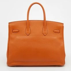 Hermes Potiron Taurillon Clemence Leather Palladium Finish Birkin 35 Bag For Women 23 Hermes Potiron Taurillon Clemence Leather Palladium Finish Birkin 35 Bag For Women -Deals Hermes Store luxury women hermes used handbags p654768 013