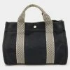 Hermes Black/White Canvas Cannes PM Tote For Women -Deals Hermes Store luxury women hermes used handbags p655852 013