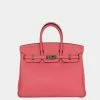 Hermes Pink Swift Leather Palladium Hardware Birkin 25 Bag For Women -Deals Hermes Store luxury women hermes used handbags p655887 002