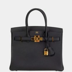 Hermes Black Togo Leather Gold Hardware Birkin 30 Bag For Women -Deals Hermes Store luxury women hermes used handbags p655888 012