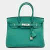 Hermes Vert Vertigo Togo Leather Palladium Finish Birkin 30 Bag For Women -Deals Hermes Store luxury women hermes used handbags p656864 004