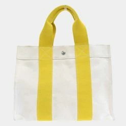 Hermes Bag Women's Men's Tote Handbag Bora PM Canvas Yellow Ivory For Women