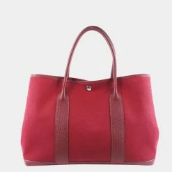 Hermes Garden Party PM Toile Officier Red L Ladies Handbag For Women