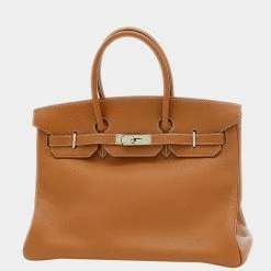 Hermes Birkin 35 Togo Gold D Engraved Handbag For Women