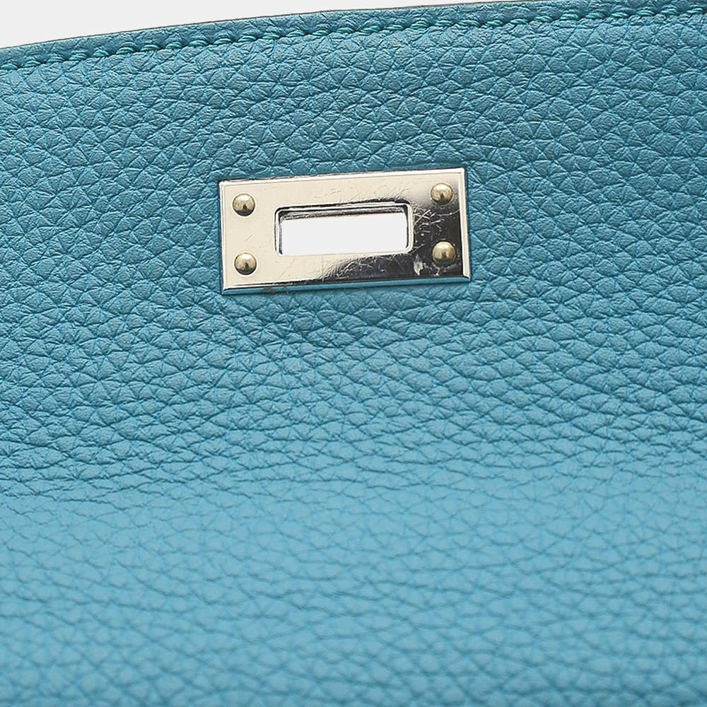Hermes Kelly 25 Inner Stitch Togo Turquoise R Engraved Handbag For Women 9 Hermes Kelly 25 Inner Stitch Togo Turquoise R Engraved Handbag For Women - Image 7