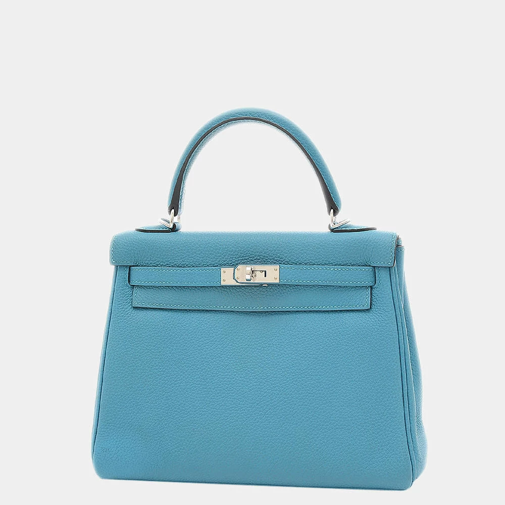 Hermes Kelly 25 Inner Stitch Togo Turquoise R Engraved Handbag For Women 3 Hermes Kelly 25 Inner Stitch Togo Turquoise R Engraved Handbag For Women