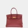 Hermes Birkin 30 Jonathan Rouge Viff Y Engraved Handbag For Women -Deals Hermes Store luxury women hermes used handbags p657560 002