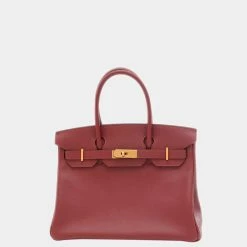 Hermes Birkin 30 Jonathan Rouge Viff Y Engraved Handbag For Women