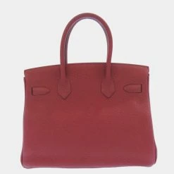 Hermes Red Togo Leather Palladium Hardware Birkin 30 Bag For Women -Deals Hermes Store luxury women hermes used handbags p657742 012