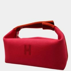 Hermes Pink Canvas Brac PM Clutch Bag For Women