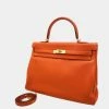 Hermes Orange Togo Leather Gold Hardware Kelly 35 Bag For Women -Deals Hermes Store luxury women hermes used handbags p657749 003