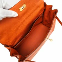 Hermes Orange Togo Leather Gold Hardware Kelly 35 Bag For Women -Deals Hermes Store luxury women hermes used handbags p657749 007