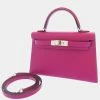 Hermes Purple Epsom Leather Palladium Hardware Mini Kelly Sellier 20 Bag For Women