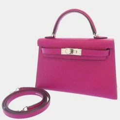 Hermes Purple Epsom Leather Palladium Hardware Mini Kelly Sellier 20 Bag For Women