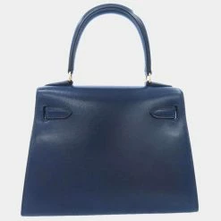Hermes Blue Box Calf Leather Gold Hardware Vintage Mini Kelly Bag For Women -Deals Hermes Store luxury women hermes used handbags p657753 004