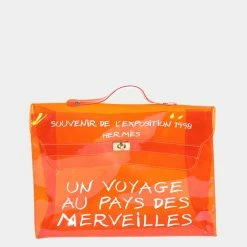 Hermes Orange Vinyl Souvenir De L'Exposition Kelly Bag For Women