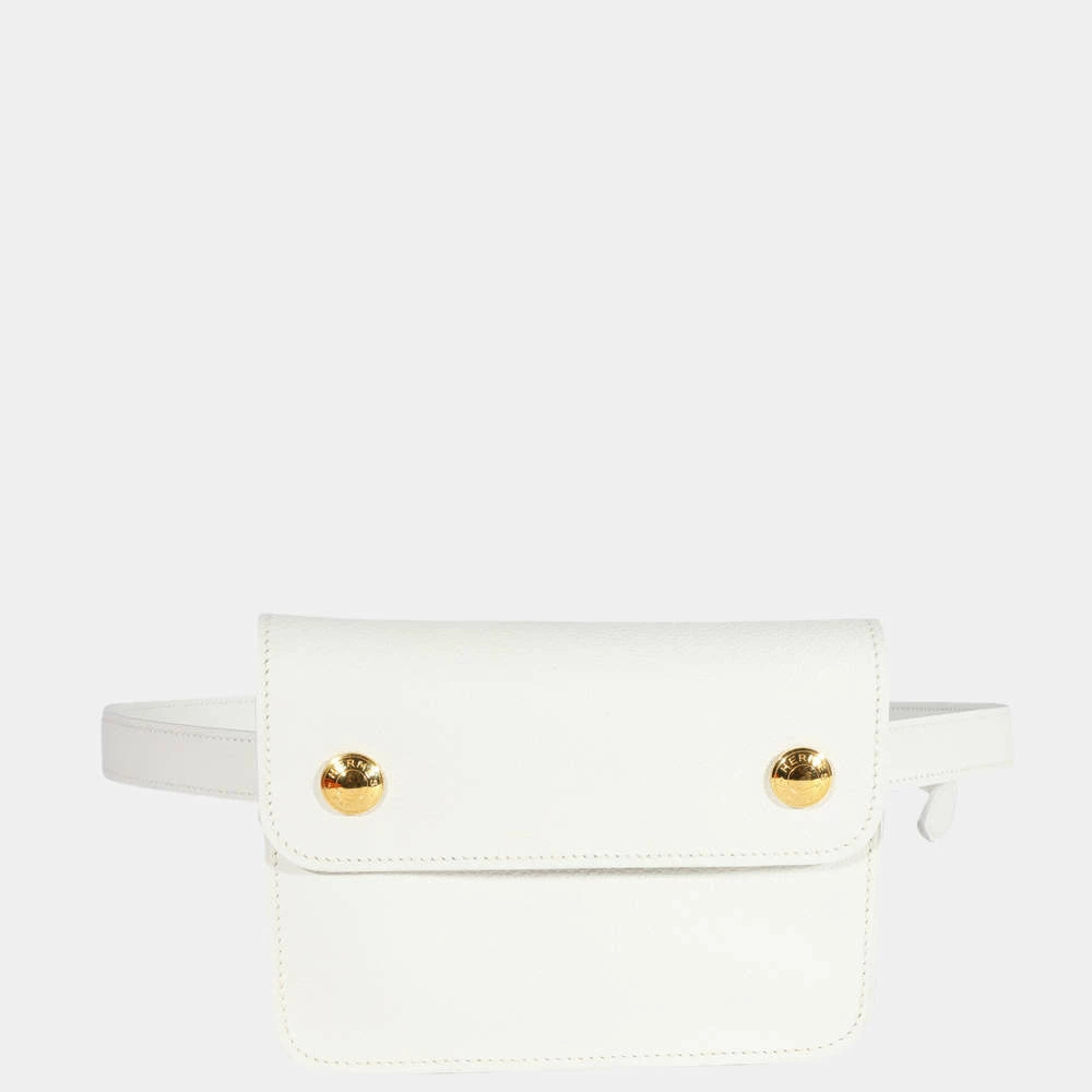 Hermes Vintage White Evergrain Pochette Belt Bag GHW For Women 3 Hermes Vintage White Evergrain Pochette Belt Bag GHW For Women