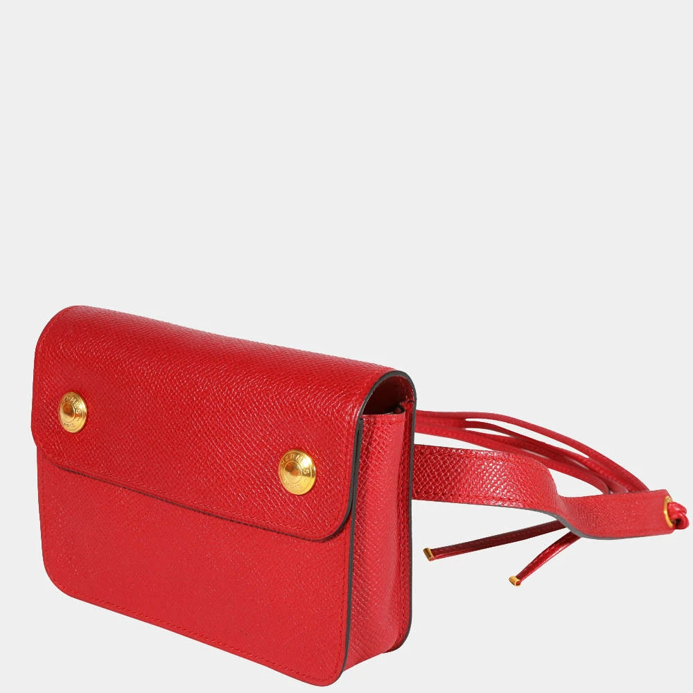 Hermes Vintage Rouge Vif Courchevel Pochette Belt Bag GHW For Women 4 Hermes Vintage Rouge Vif Courchevel Pochette Belt Bag GHW For Women - Image 2