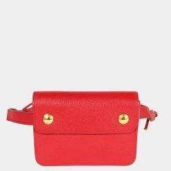 Hermes Vintage Rouge Vif Courchevel Pochette Belt Bag GHW For Women